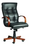 Кресла в коже LUX Амбассадор дерево для комфортной работы. Ambassador Extra в коже LE - фото