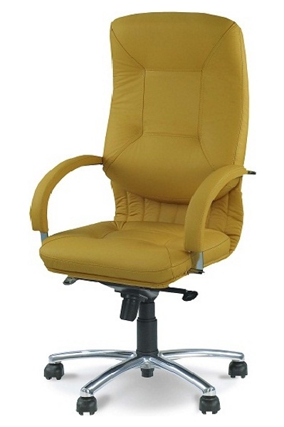 Кожаное кресло руководителя АПОЛЛО хром для компьютера,дома и офиса. Apollo Steel Chrome в натуральной коже или ткани.