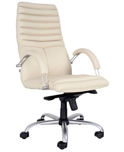 Кожаное кресло Galaxy Steel Chrome для руководителя, дома и офиса, стул Галакси хром натуральная кожа