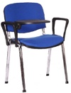Кресла с подлокотниками + откидным пюпитером ИСО хром T для  переговорных комнат. ISO Chrome T в кож/заме. - фото