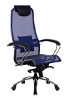 Кресла Метта SAMURAI S 1 -03 на мультиблоке в ткани сетка синяя - фото