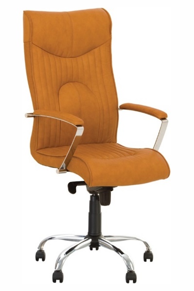 Кресло руководителя ФЕЛИЦИЯ хром для офиса и дома,  FELICICA SteeL Chrome натуральная кожа люкс LE