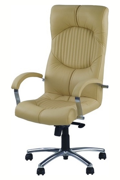 Кожаное компьютерное кресло ГЕРМЕС хром для комфортной работы и дома.  GERMES Steel Chrome натуральная кожа 