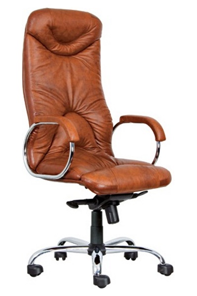 Кожаное кресло Elf  - Sparta Chrome для руководителя,дома и компьютера, Эльф-Спарта хром