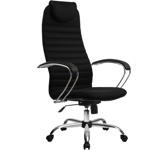 Кресла METTA BK- 10 хром для дома и персонала, METTA BK-10 Chrome ткань сетка черная,серая - фото