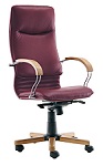 Кресла НОВА хром дерево для директора и менеджера, стул Nova Wood Chrome кожа люкс LE - фото