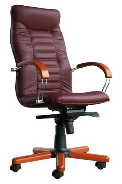 Кресло руководителя ОЛИМПУС-АСТРОPL PL для работы за компьютером в офисе и дома,стул ASTRO-OLIMPUS Steel Chrome в натуральной коже. 