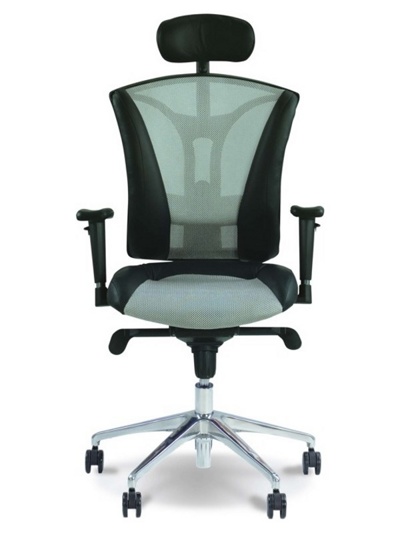 Кожаные кресла (стулья) ПИЛОТ R хром с подголовником для компьютера дома и офиса   PILOT R HR Chrome натуральная кожа люкс +Сетка 