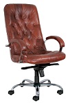 Директорские кресла КУБА хром для работы и отдыха,  Cuba Steel Chrome  в коже люкс LE - фото